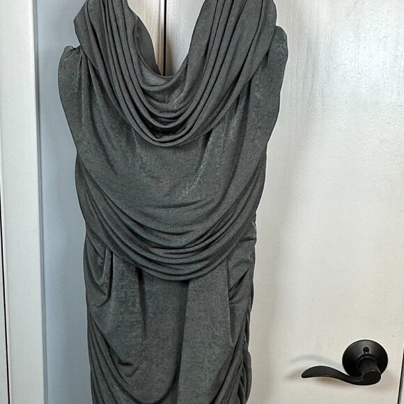 City Chic XL (22) Dress Gunmetal Gray Size Bodycon Rouched - Picture 2 of 6